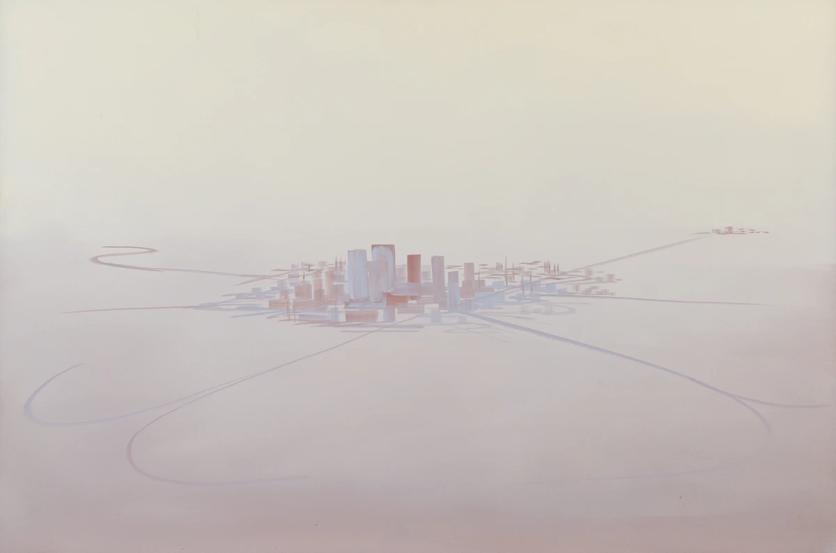 Wanda Koop, Beige Metropolis (Satellite Cities Series), acrylic on canvas