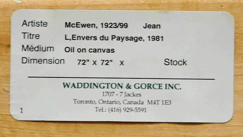 Jean Albert McEwen, Envers de Paysage, oil on canvas, 1981 - view 5
