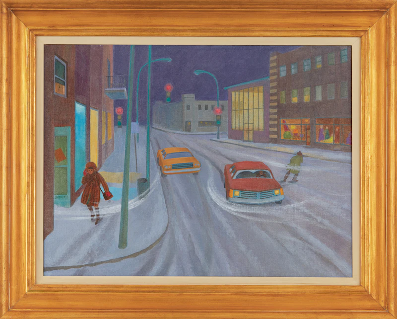 Philip Henry Howard Surrey, Winter Street Scene, oil on canvas, circa 1975 - view 2