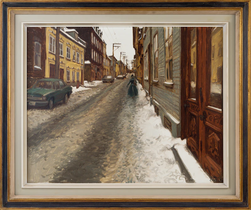 John Little, Dimanche matin, rue St. Olivier entre côte St. Augustin et côte Ste. Geneviève, Quebec, oil on canvas, 1976 - view 2