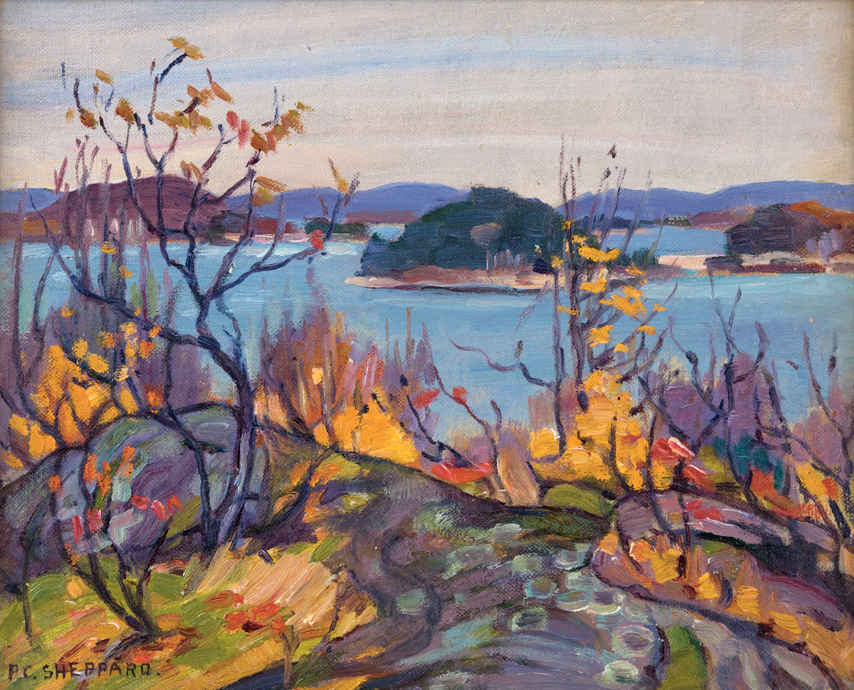 Peter Clapham Sheppard, Tangled Woods, Autumn, Hollow Lake Ontario , oil on canvas, circa 1930