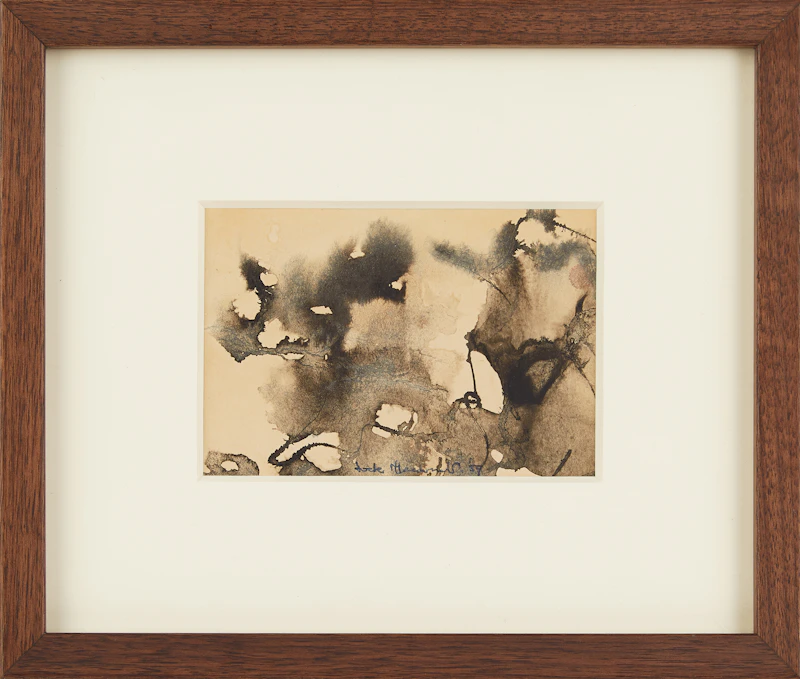 James Williamson Galloway Macdonald, Abstraction, ink on paper; laid onto the cover of a Christmas Card, 1959 - view 2
