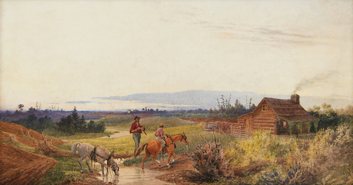 Lucius Richard O'Brien, Farm, Washago, watercolour, 1873