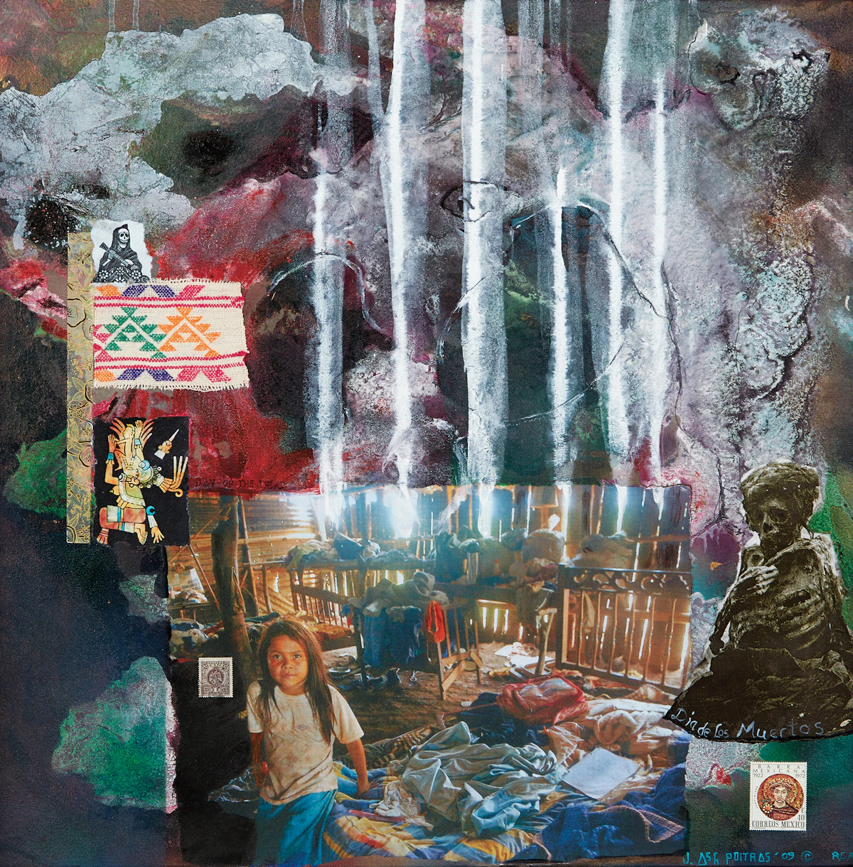 Jane Ash Poitras, Resurrection, mixed media on canvas