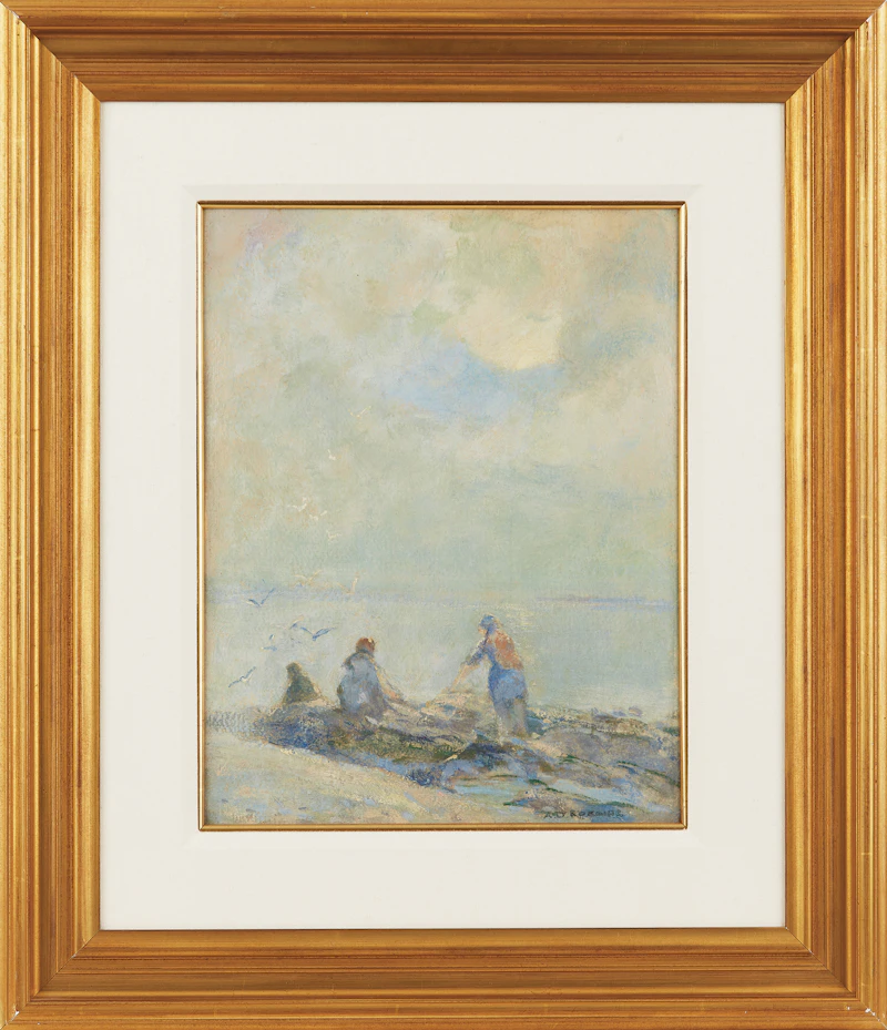 Arthur Dominique Rozaire, Misty Morning, Clam Diggers St. Lawrence, oil on board, circa 1912 - view 2