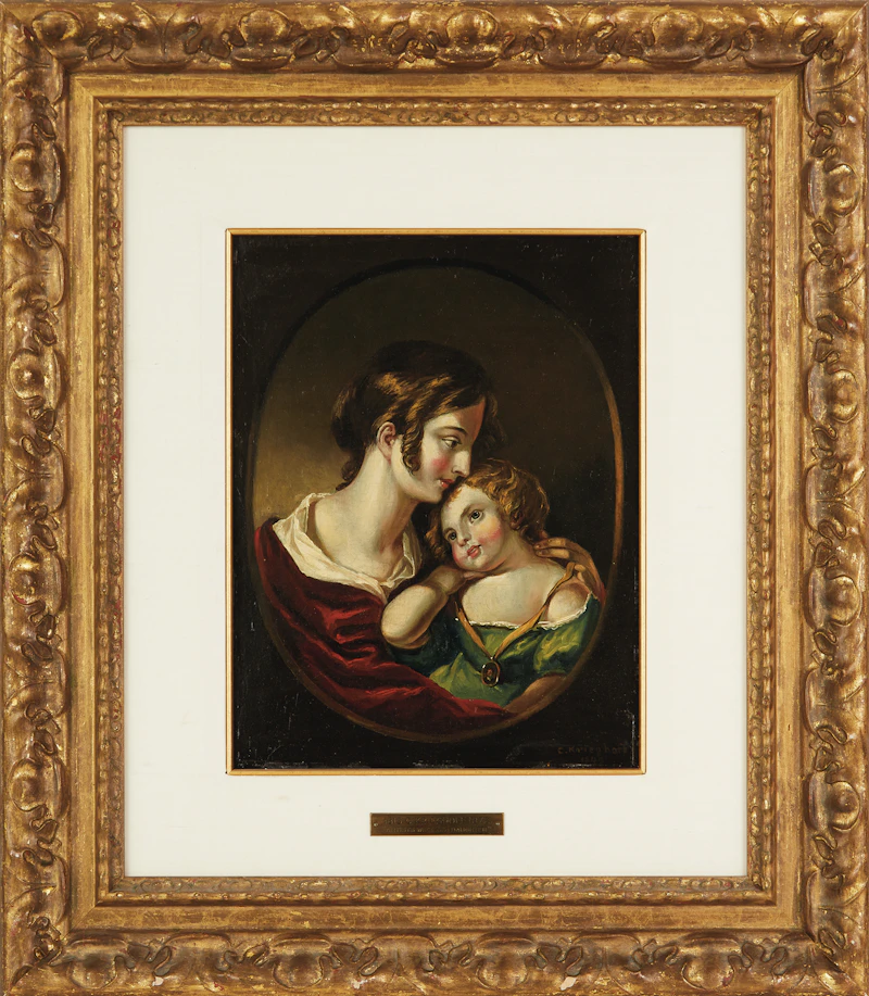 Cornelius Krieghoff, Louise and Emilie (Portrait of the Artist’s Wife and Daughter), oil on board, 1845 - view 2