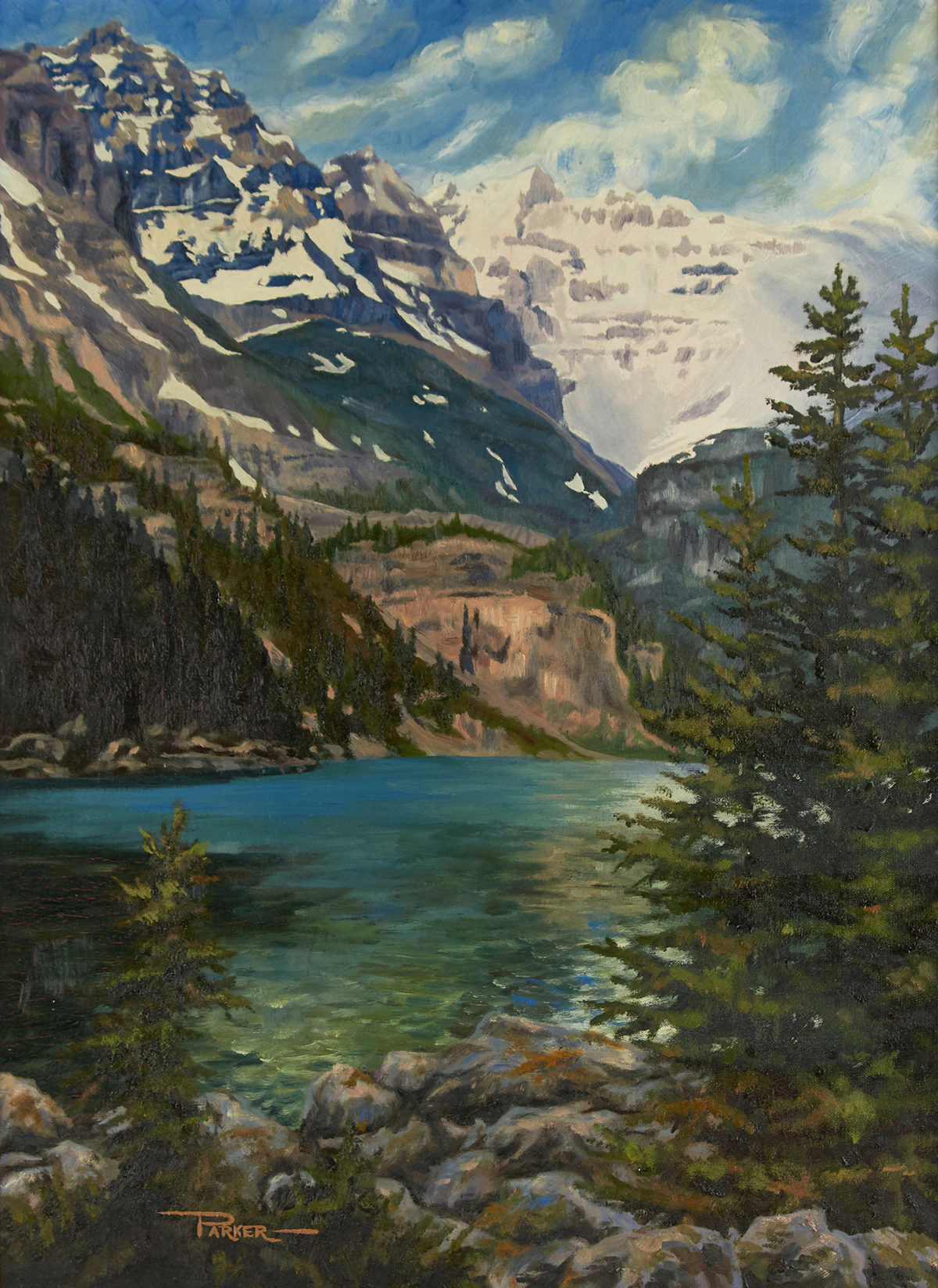 William J. Parker, Alpine Lake, oil on canvas board, 1967