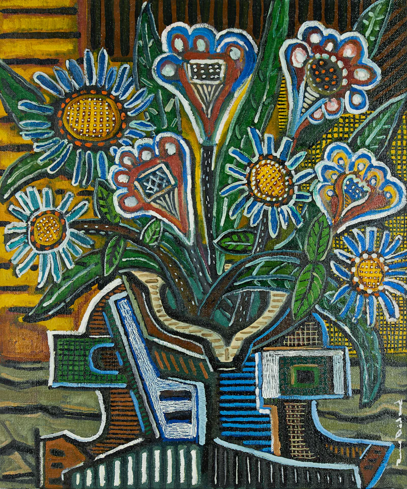 Pierre Bédard, Bouquet Bleu Blanc Jaune, oil on canvas - view 1