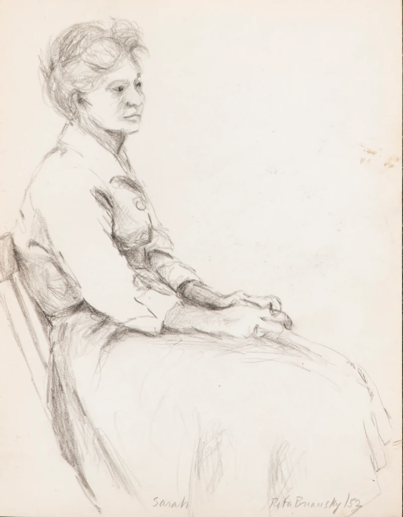 Rita Briansky, Self Portrait; Coffee Break; Studies; Jewish Wedding; Sarah, assorted media on paper (5) - view 3
