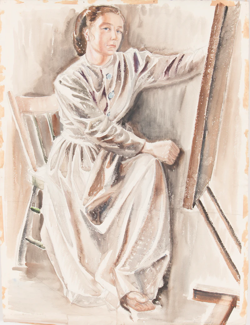 Doris Jean McCarthy, Self Portrait of the Artist in Her Studio on Neville Park Blvd. Toronto