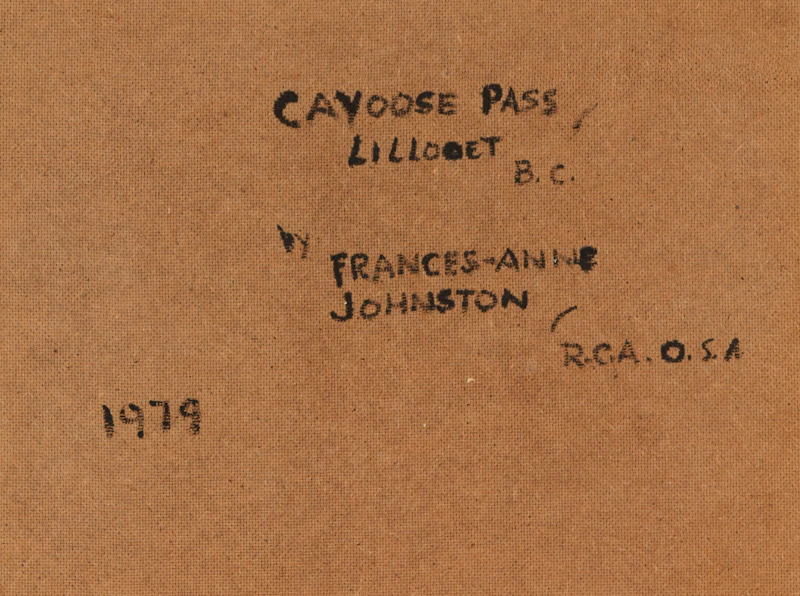 Frances Anne Johnston, Cayoose Pass Lillooet B.C. , oil on board, 1979 - view 2