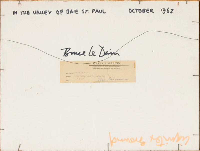 Bruce Le Dain, In the Valley of Baie St. Paul, oil on board, 1963 - view 3