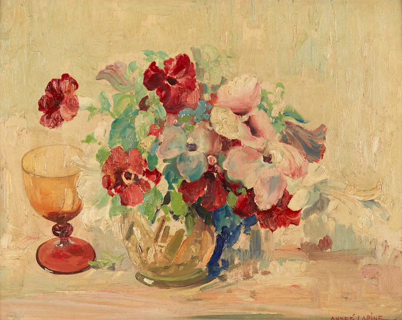 Petunias in a Bowl by Andréas Christian Gottfried Lapine