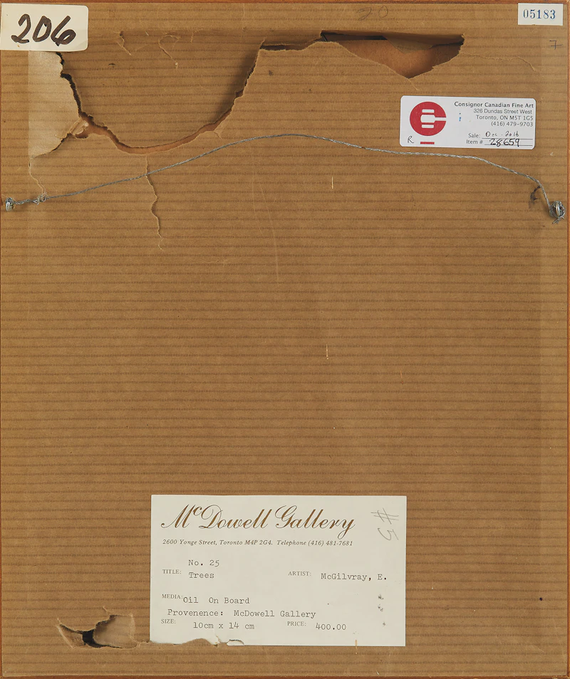 Elizabeth Annie McGillivray Knowles, Trees, laid down on board - view 3