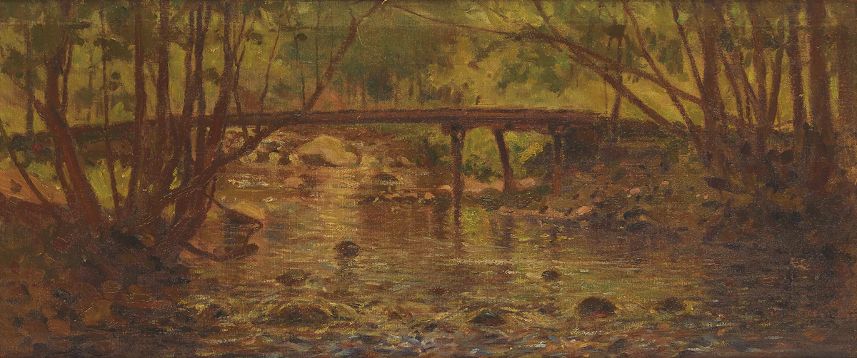 George Agnew Reid, Wooden Bridge, Near Stoney Lake, oil on canvas, 1897