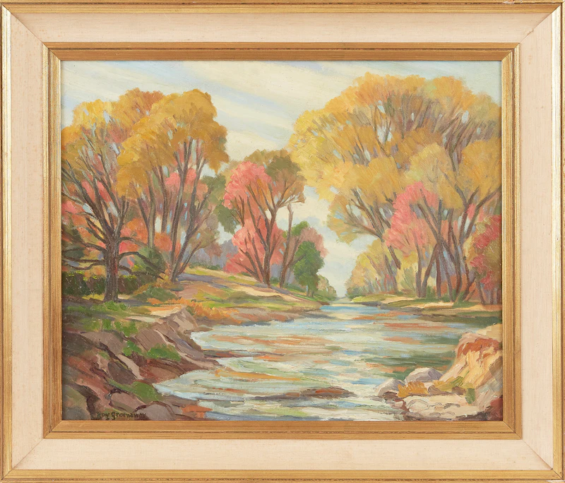 Roy Greenaway, Stream in Early Autumn, oil on board - view 2