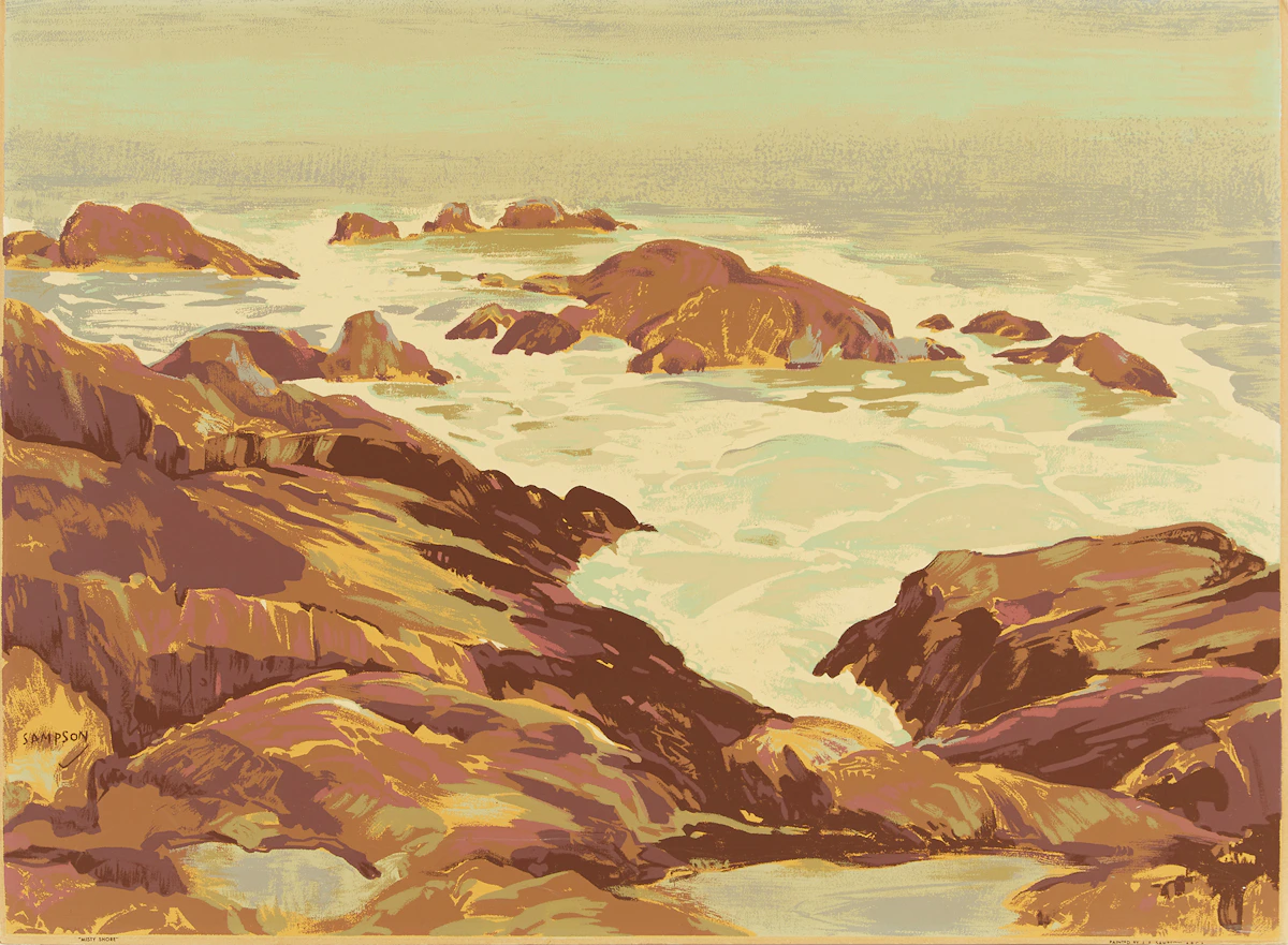 Joseph Ernest Sampson, Misty Shore, Sampson Matthews silkscreen