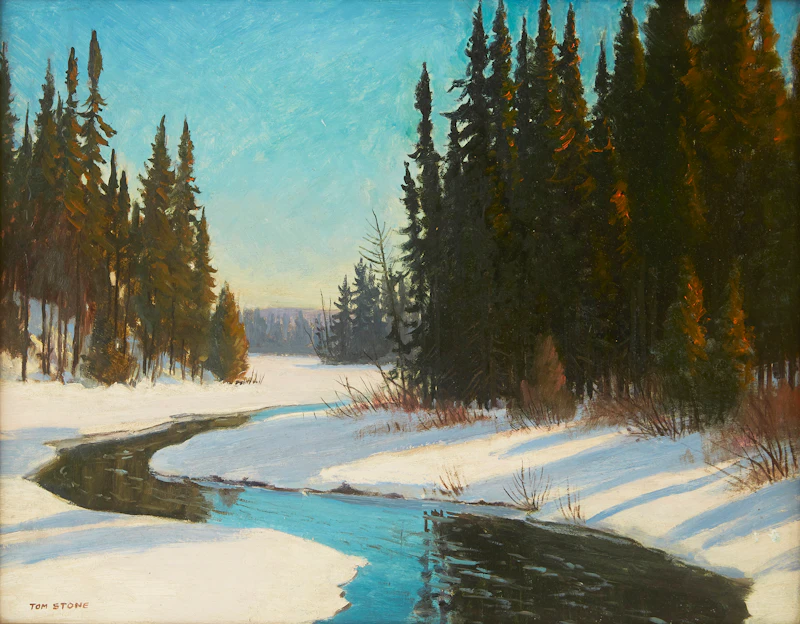 Thomas Albert Stone, Thirty Lake Creek, oil on board - view 2
