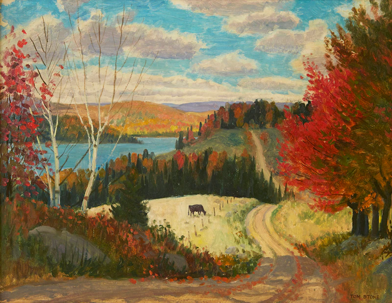 Thomas Albert Stone, Homesteaders Road, Lynx Lake, oil on board - view 2