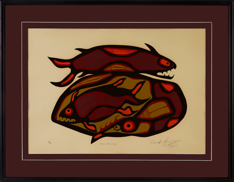 Norval Morrisseau, Loon and Fish, silkscreen - view 2