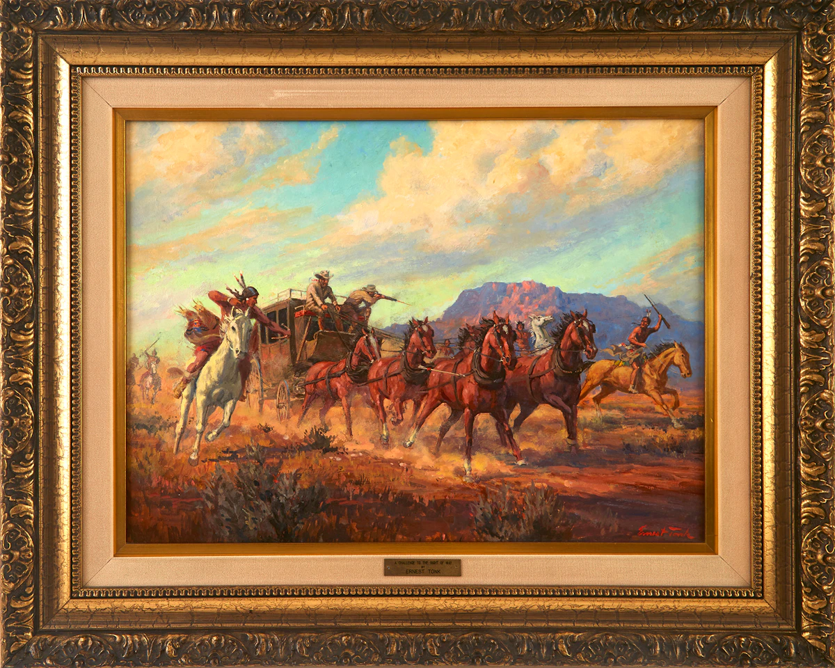 Ernest Tonk, A Challenge to the Right of Way, oil on board