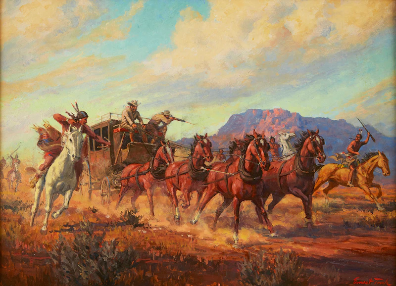 Ernest Tonk, A Challenge to the Right of Way, oil on board - view 2