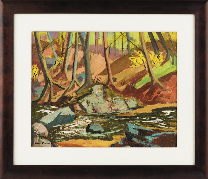 Henri Leopold Masson, Stream in Autumn, oil on canvas - view 2