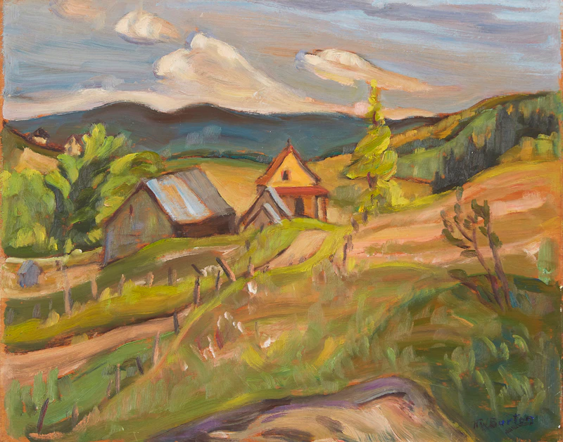 Ralph Wallace Burton, Farm Scene; Walking down the Path, double-sided oil on board - view 2