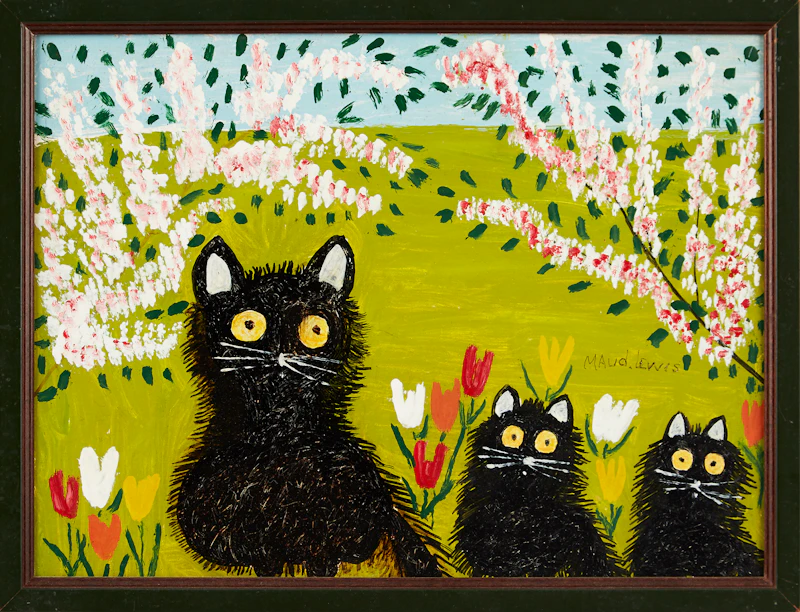 Maud Lewis, Three Black Cats, mixed media on board - view 2