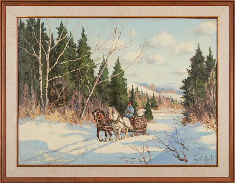 Joseph Monk, Winter Logging Scene, oil on board - view 2