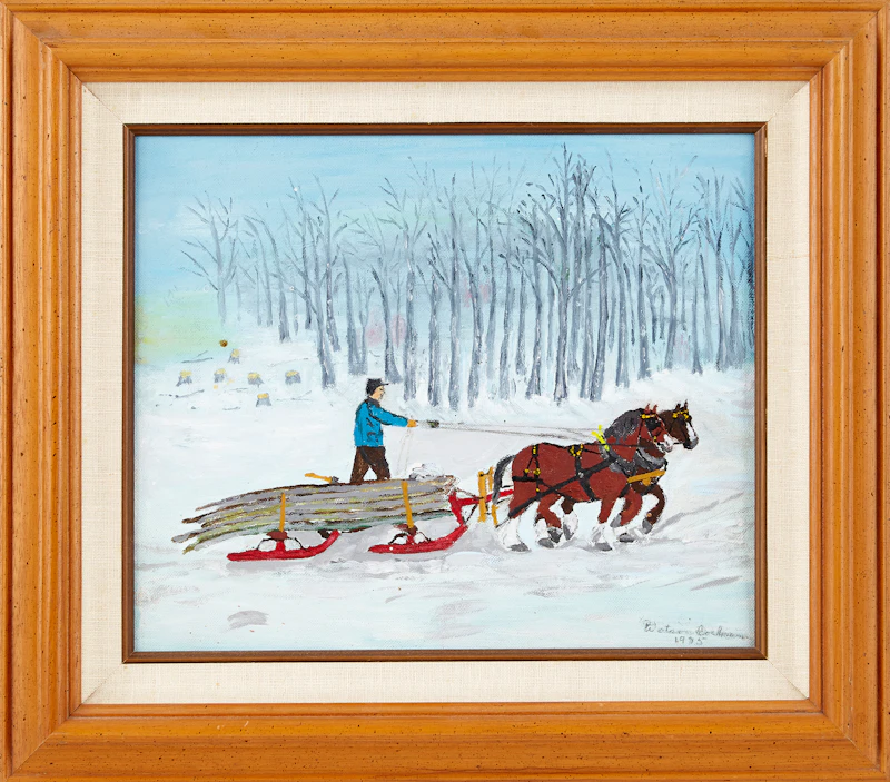 Watson Cochrane, Hauling Wood (Silverton), oil on canvas board, 1975 - view 2