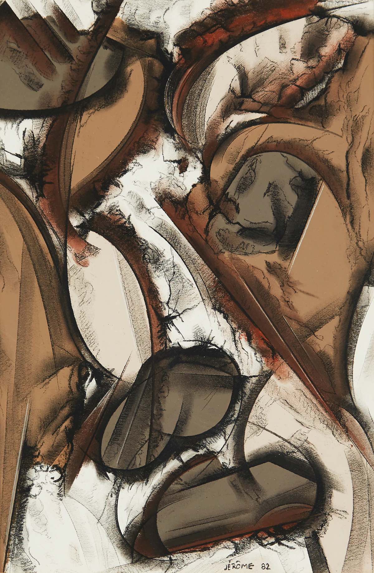 Jean-Paul Jérôme, Châtaignier festival, mixed media on paper, 1982