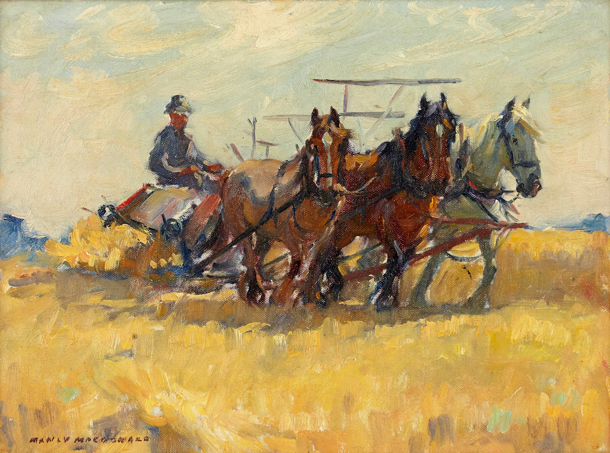 Manly Edward MacDonald, Working in the Field, oil on board