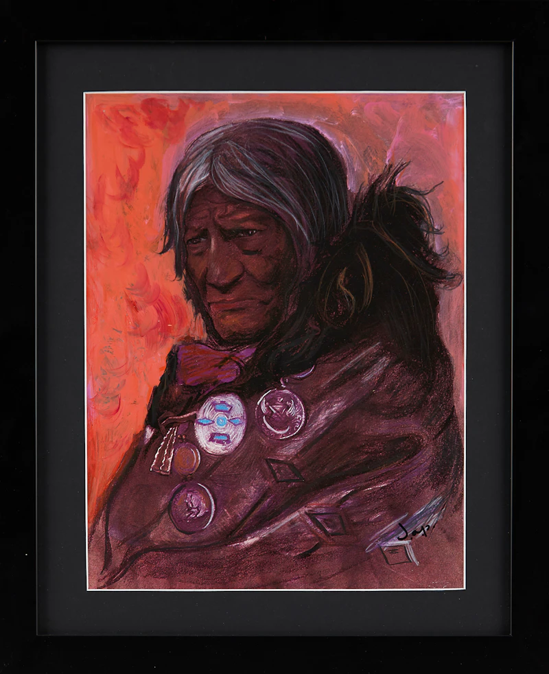 Jane Ash Poitras, Portrait of a Native Figure, mixed media print - view 2