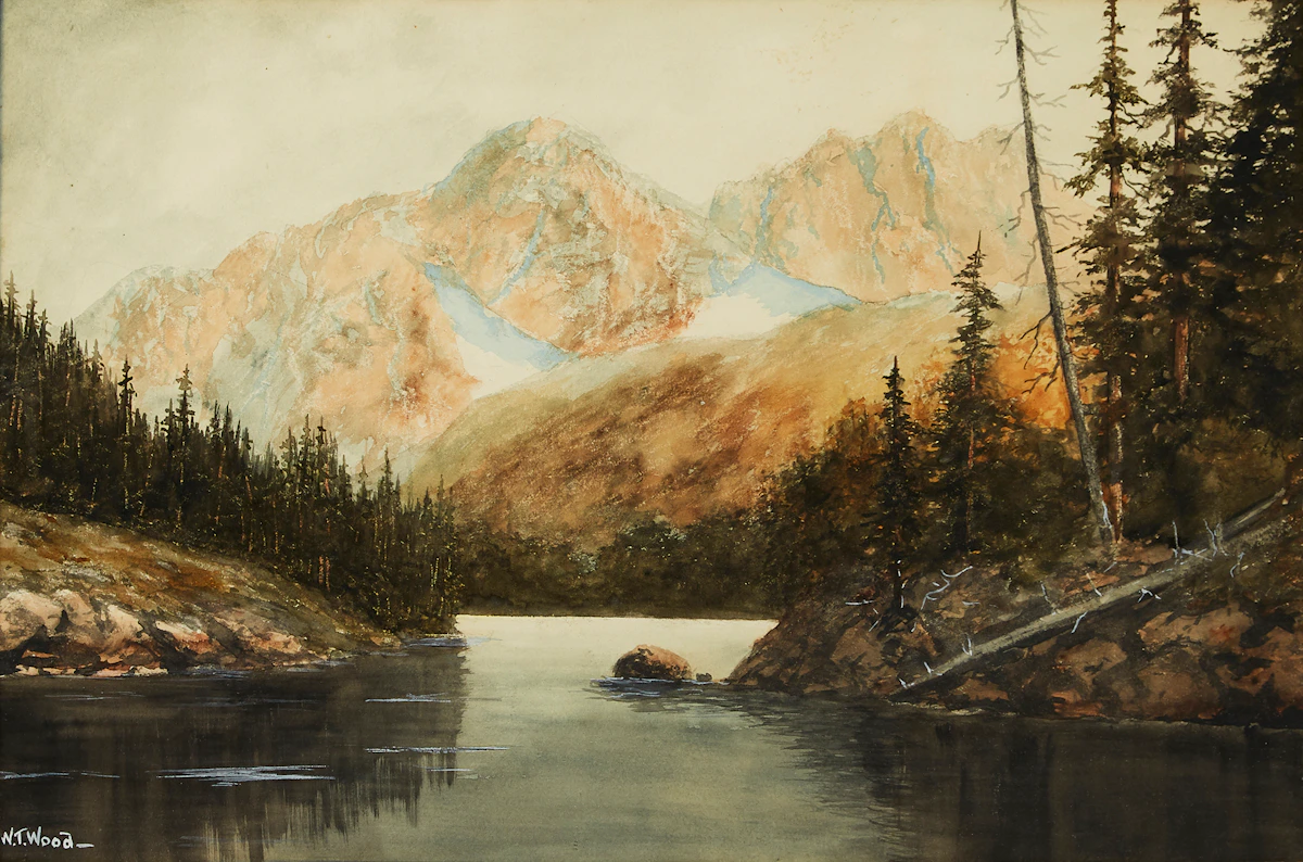 W.T. Wood, Jack Lake, Jasper Park, watercolour