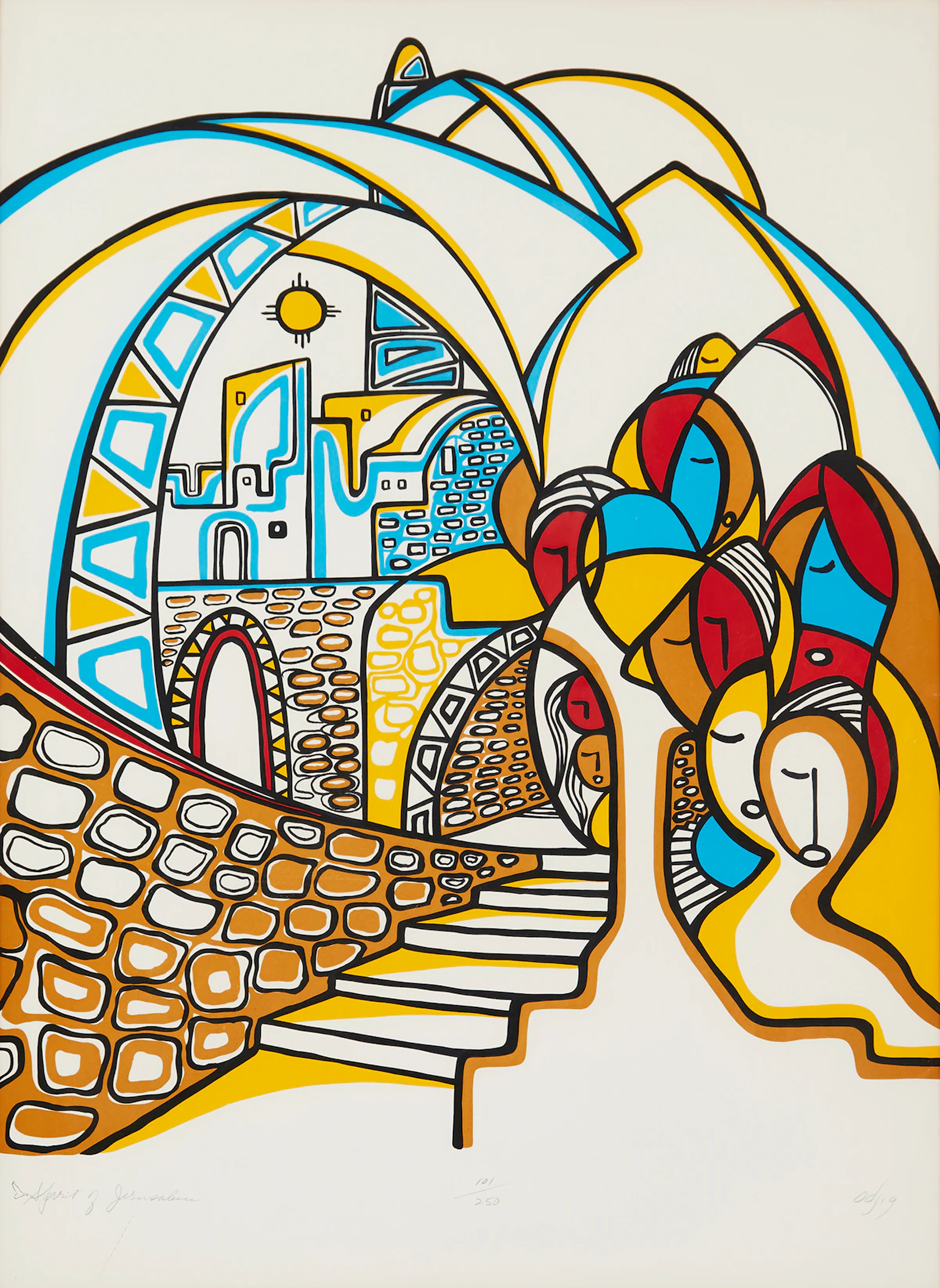 Daphne Odjig, Spirit of Jerusalem, colour serigraph
