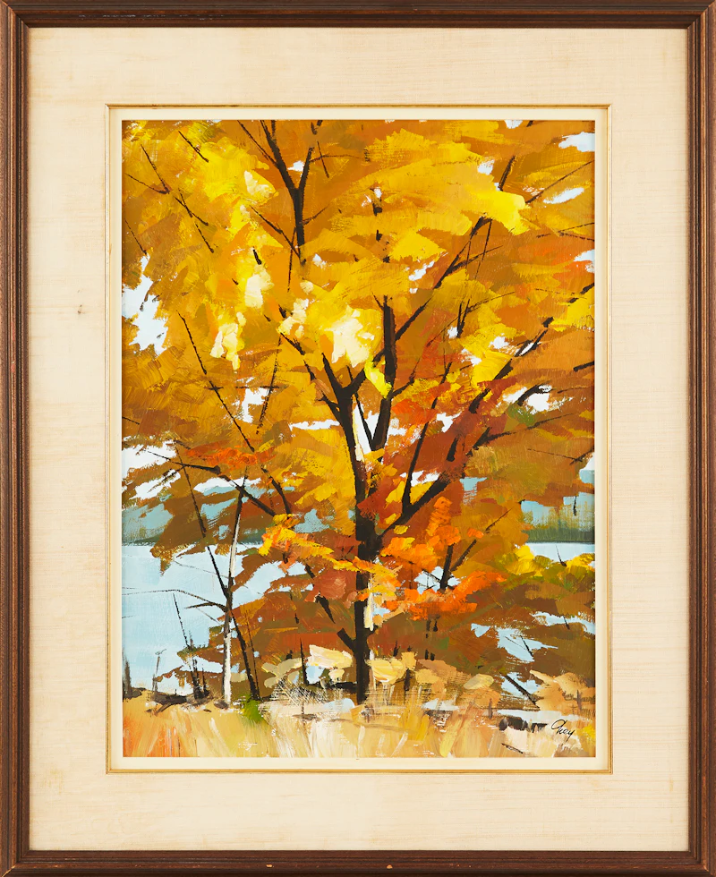 Ronald N. Okey, Autumn Landscape, oil on board - view 2