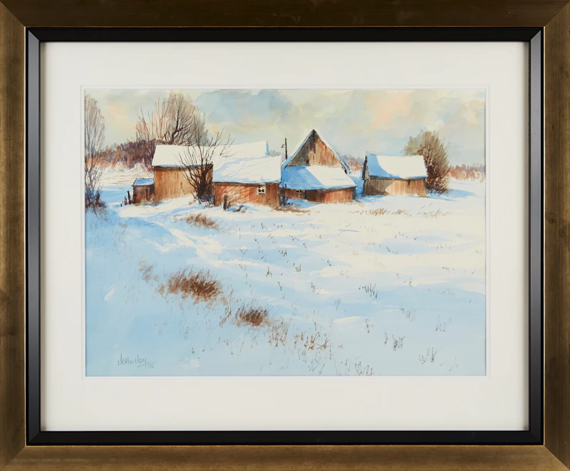 John Joy, Farm in Winter, watercolour - view 2