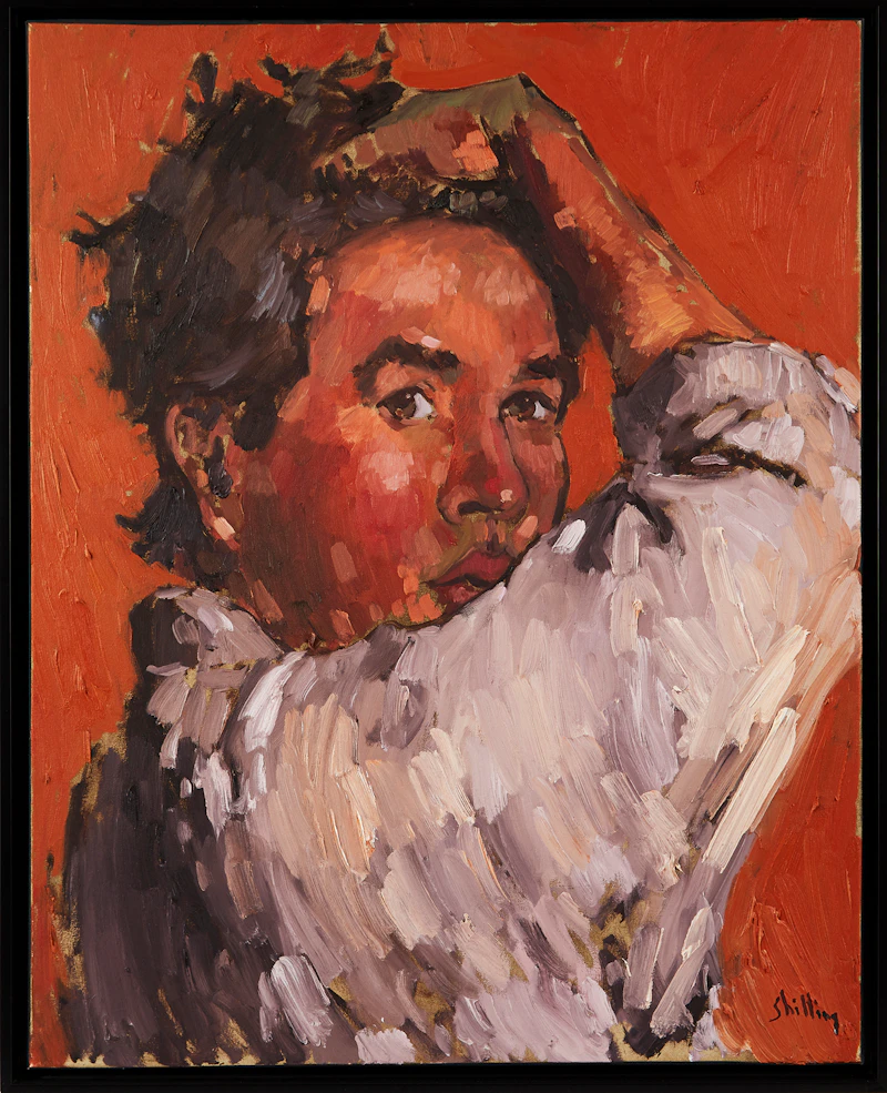Bewabon Shilling, Self Portrait, Glancing Backwards, oil on canvas - view 2