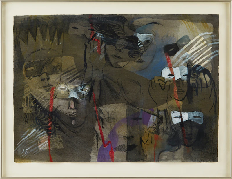 Ghitta Caiserman-Roth, Faces and Masks, mixed media on paper - view 2