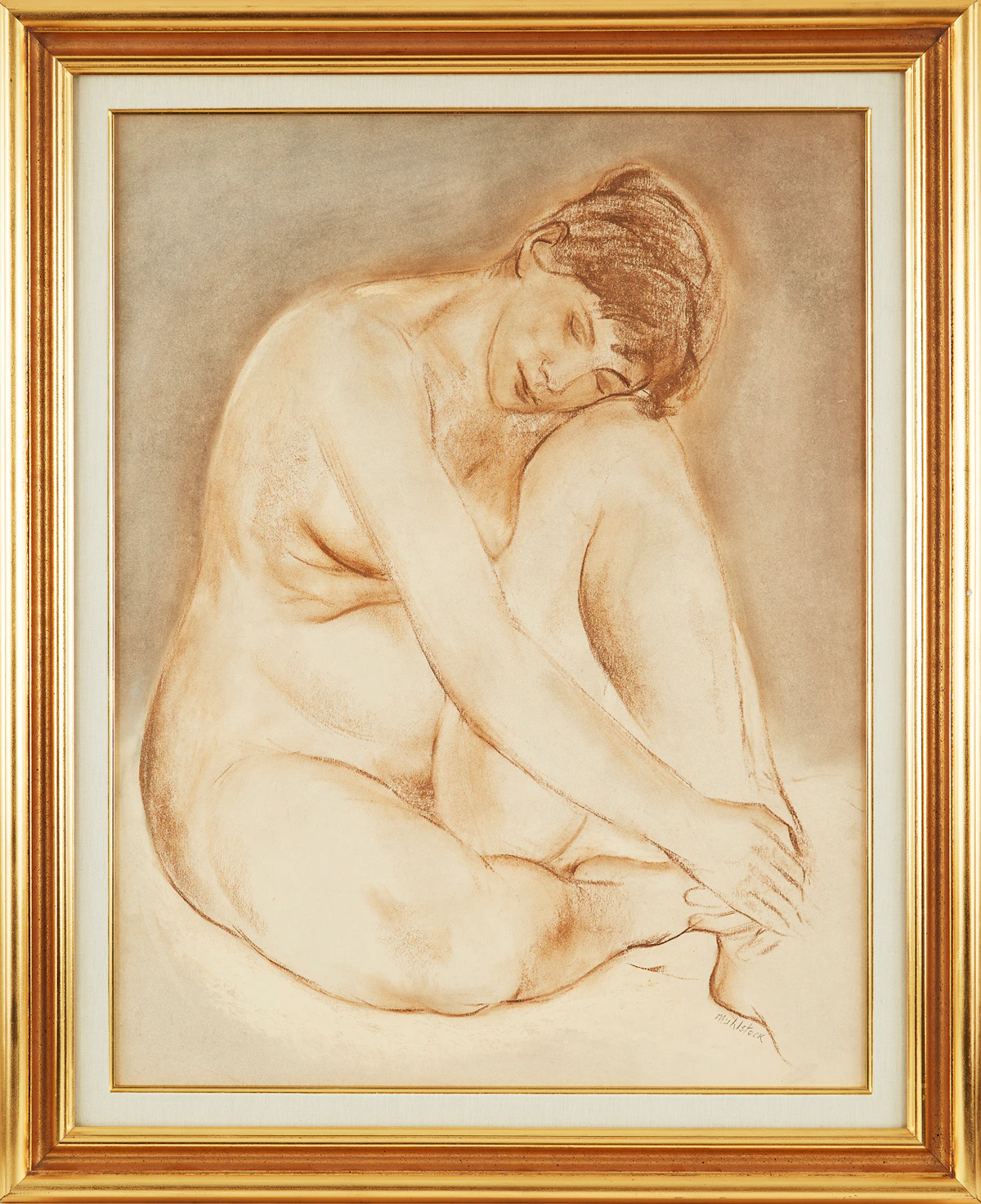 Louis Muhlstock, Nu féminin, conté drawing