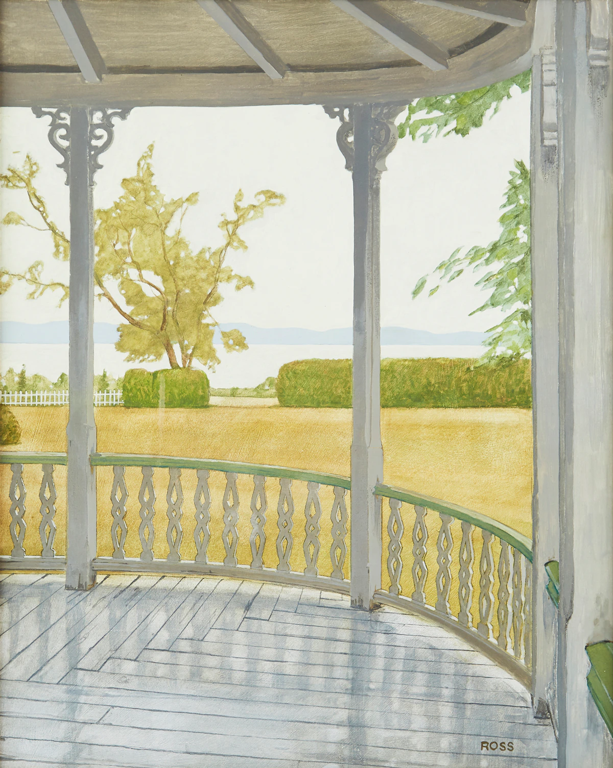 Graham Ross, Maison de villégiature à Cacouna, mixed media on panel