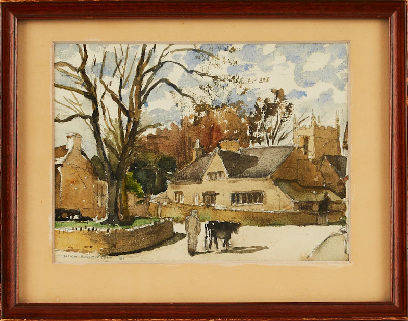 Hugh Douglas “Bungje” Robertson, Man and Cow on a Stroll, watercolour, 1961 - view 2