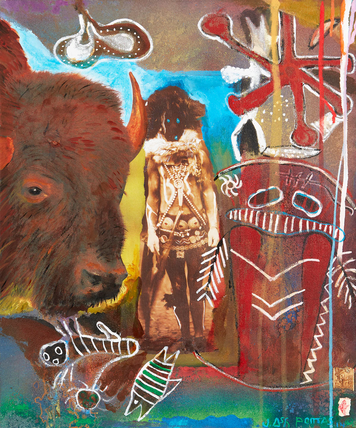 Jane Ash Poitras, Buffalo Spirit, mixed media on canvas, 2014