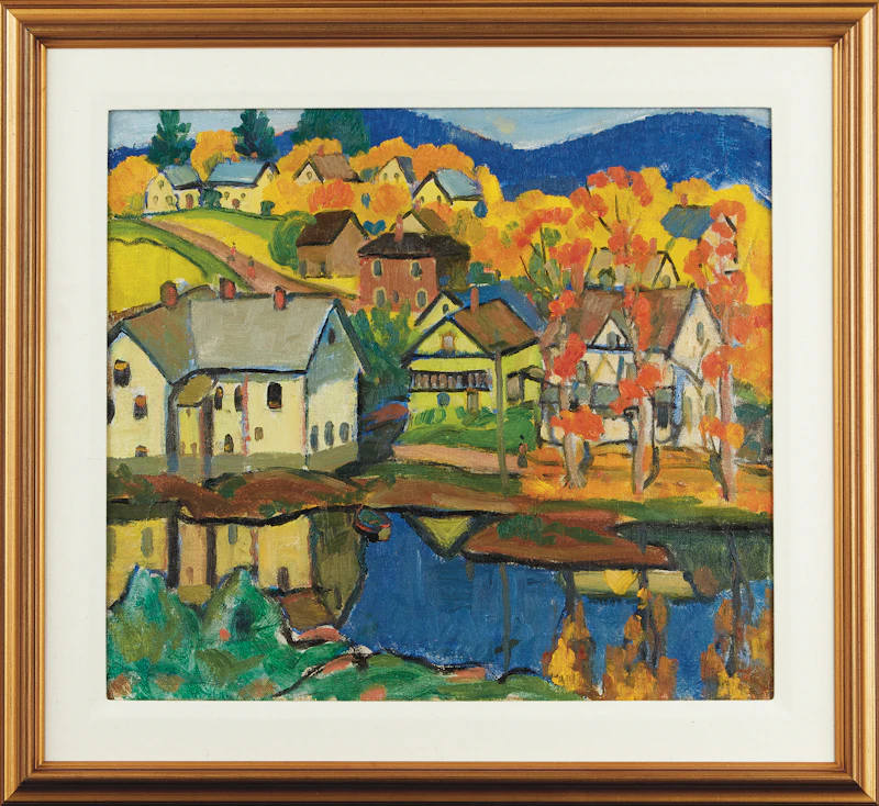 Randolph Stanley Hewton, Village in Autumn, oil on canvas - view 2