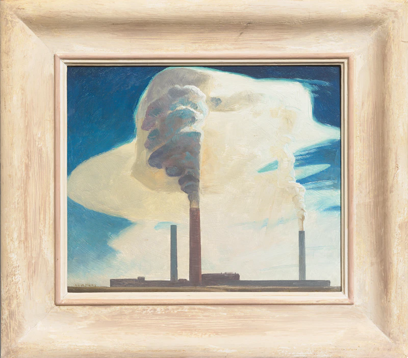 Charles Fraser Comfort, Smokestacks, Copper Cliff, oil on board - view 2