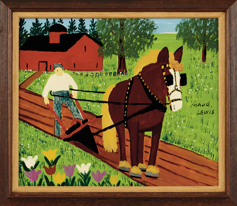 Maud Lewis, Horse and Farmer Ploughing, mixed media on board - view 2