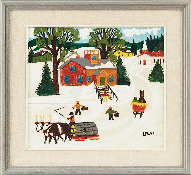 Maud Lewis, School House in Winter, mixed media on board - view 2