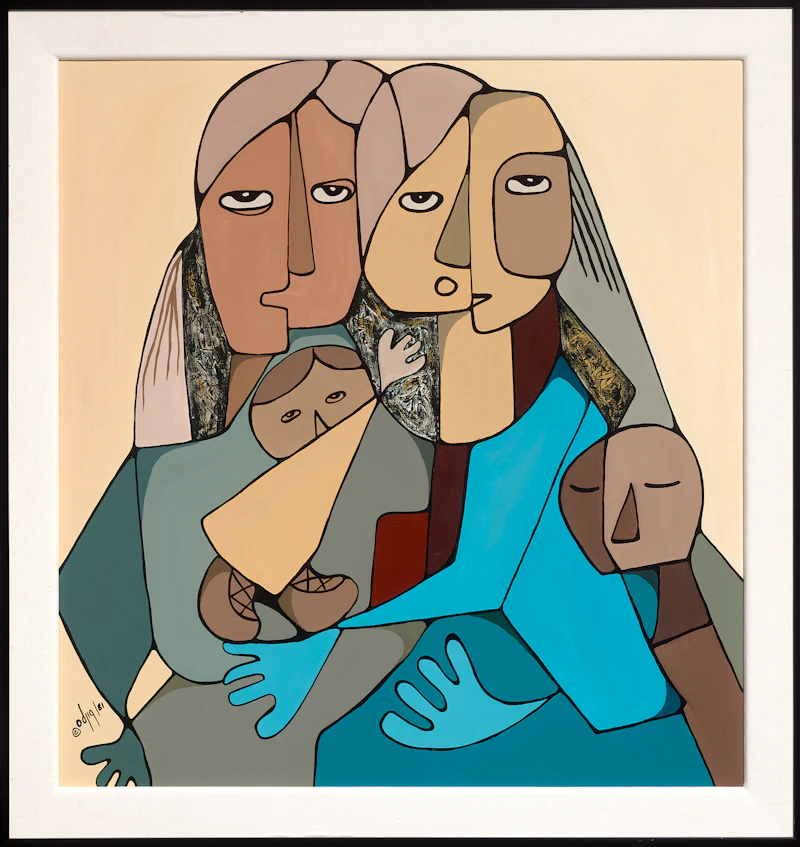 Daphne Odjig, Family Ties, acrylic on canvas, 1981 - view 2