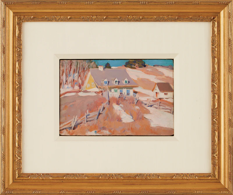 Clarence Alphonse Gagnon, Ferme au dégel (Charlevoix), oil on board, 1923 - view 2